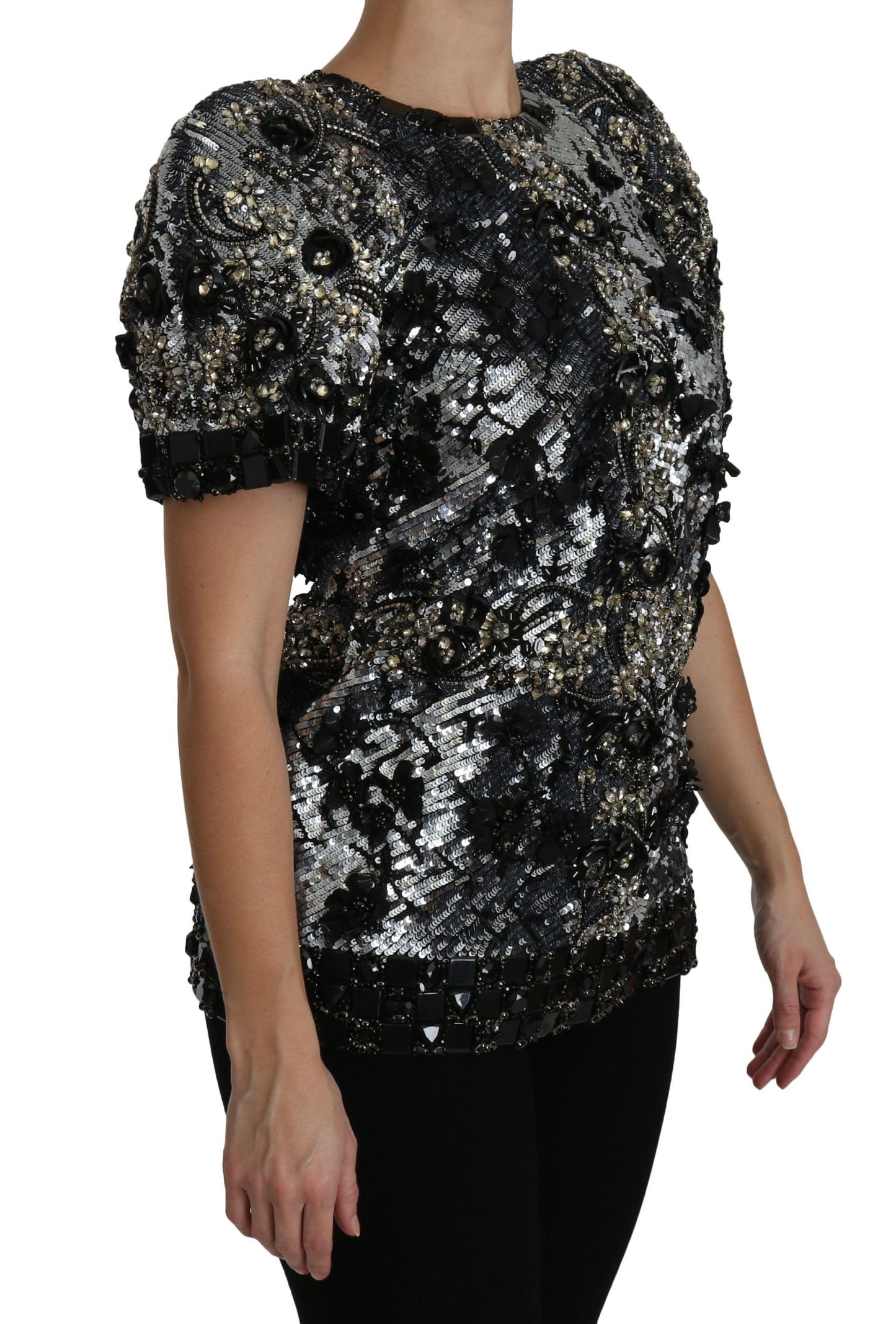 Chemisier noir à paillettes et cristaux Dolce &amp; Gabbana