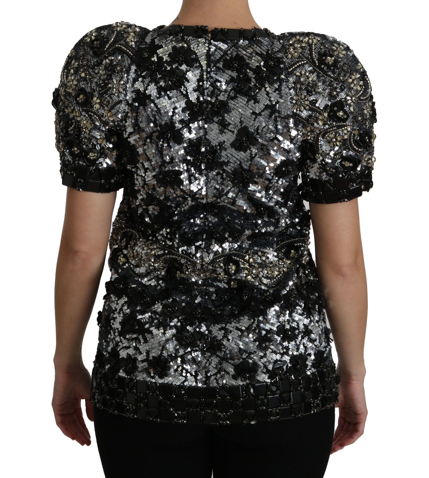 Chemisier noir à paillettes et cristaux Dolce &amp; Gabbana