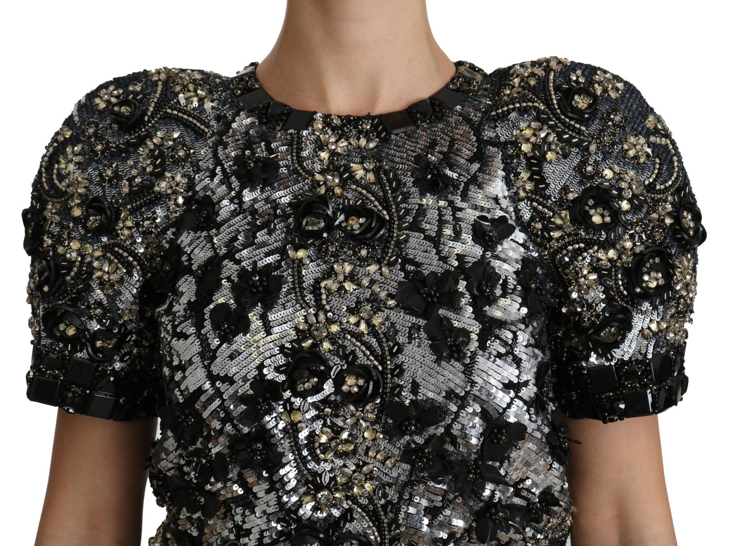 Chemisier noir à paillettes et cristaux Dolce &amp; Gabbana