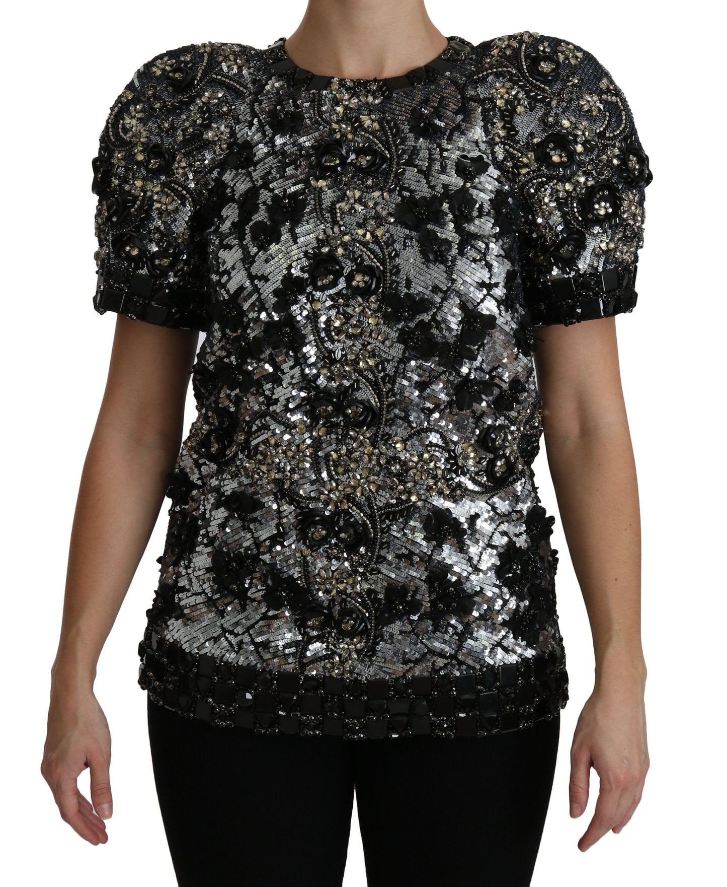 Chemisier noir à paillettes et cristaux Dolce &amp; Gabbana