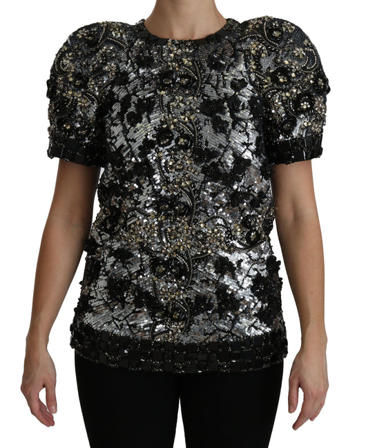 Chemisier noir à paillettes et cristaux Dolce &amp; Gabbana