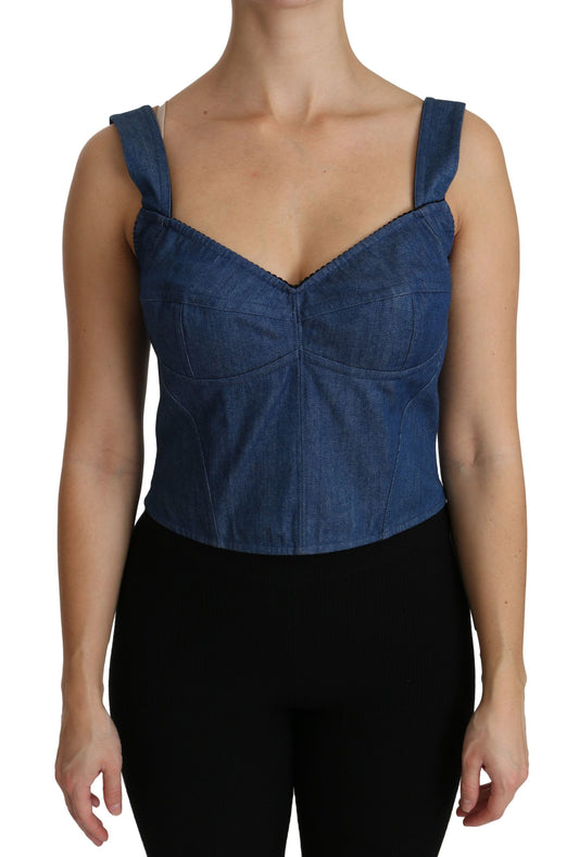 Chemisier bustier sans manches bleu Dolce &amp; Gabbana en coton