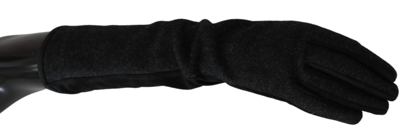 Gants en laine mi-longs noirs et gris Dolce &amp; Gabbana