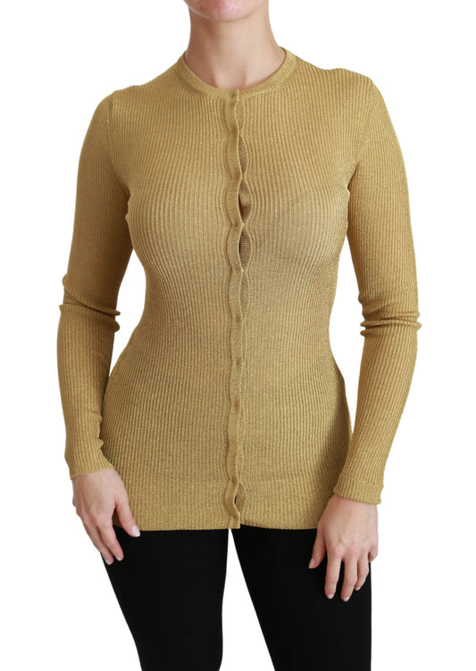 Dolce &amp; Gabbana Gold Langarm Cardigan Viskose Pullover