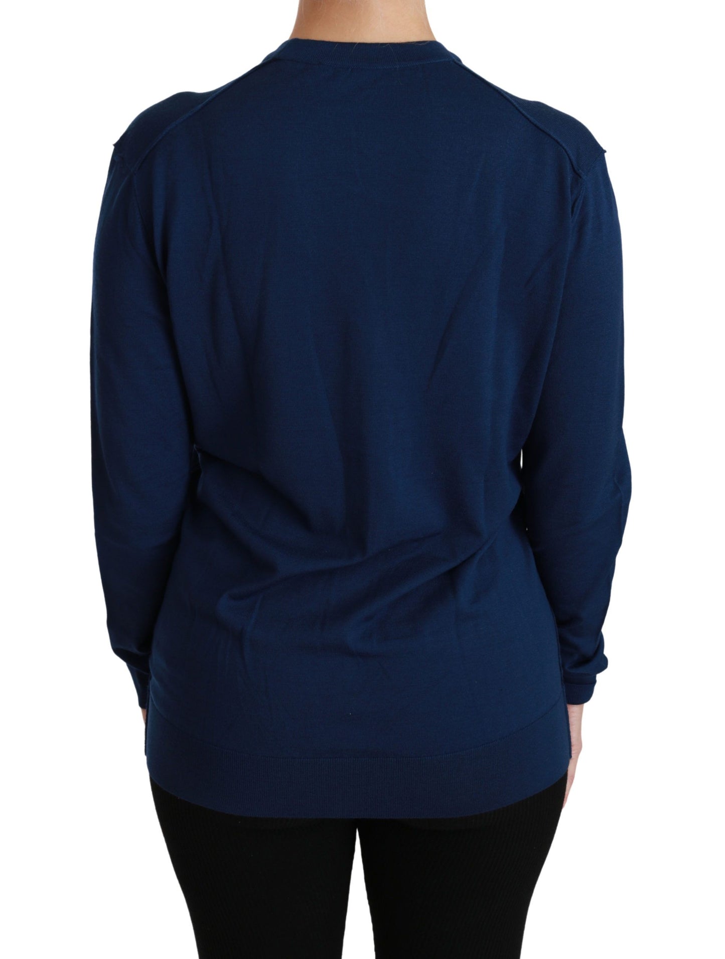 Pull en laine vierge à boutons bleus Dolce &amp; Gabbana