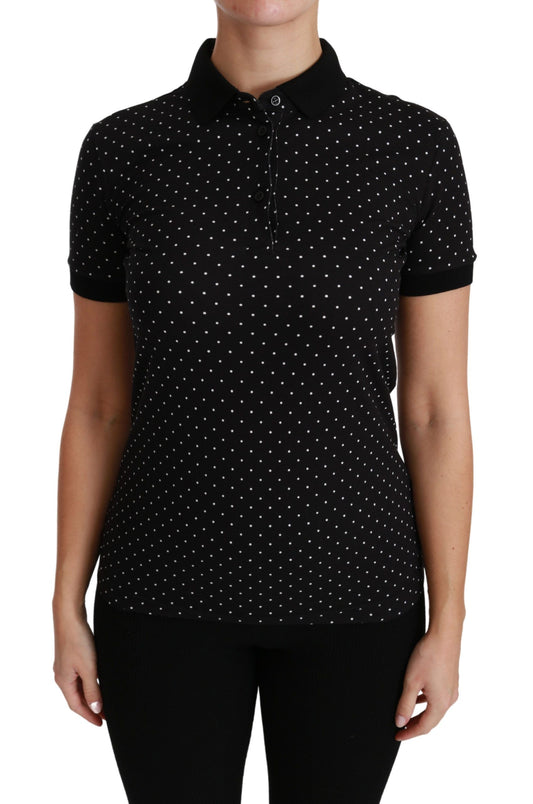 Polo Dolce &amp; Gabbana noir à pois et col en coton