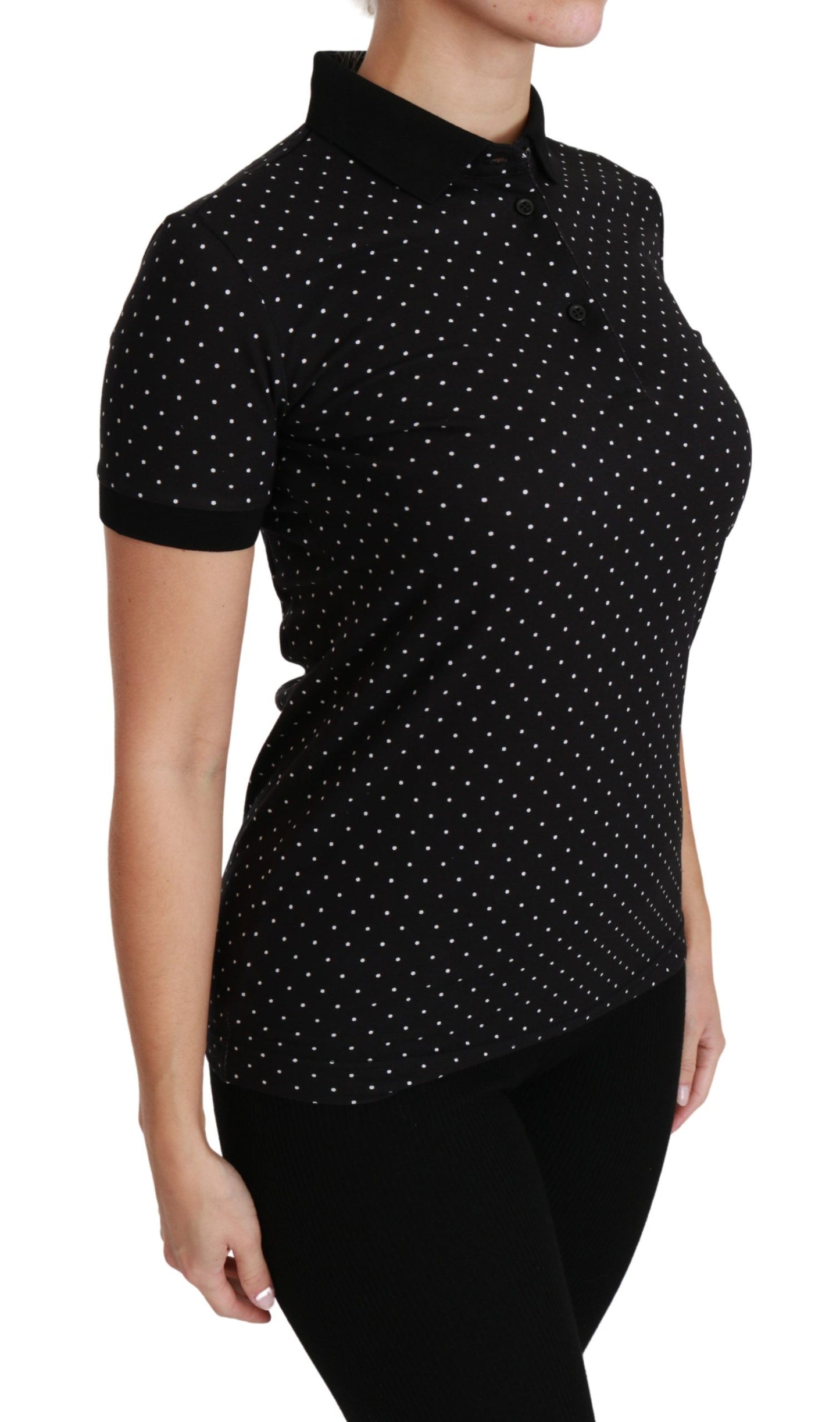 Polo Dolce &amp; Gabbana noir à pois et col en coton