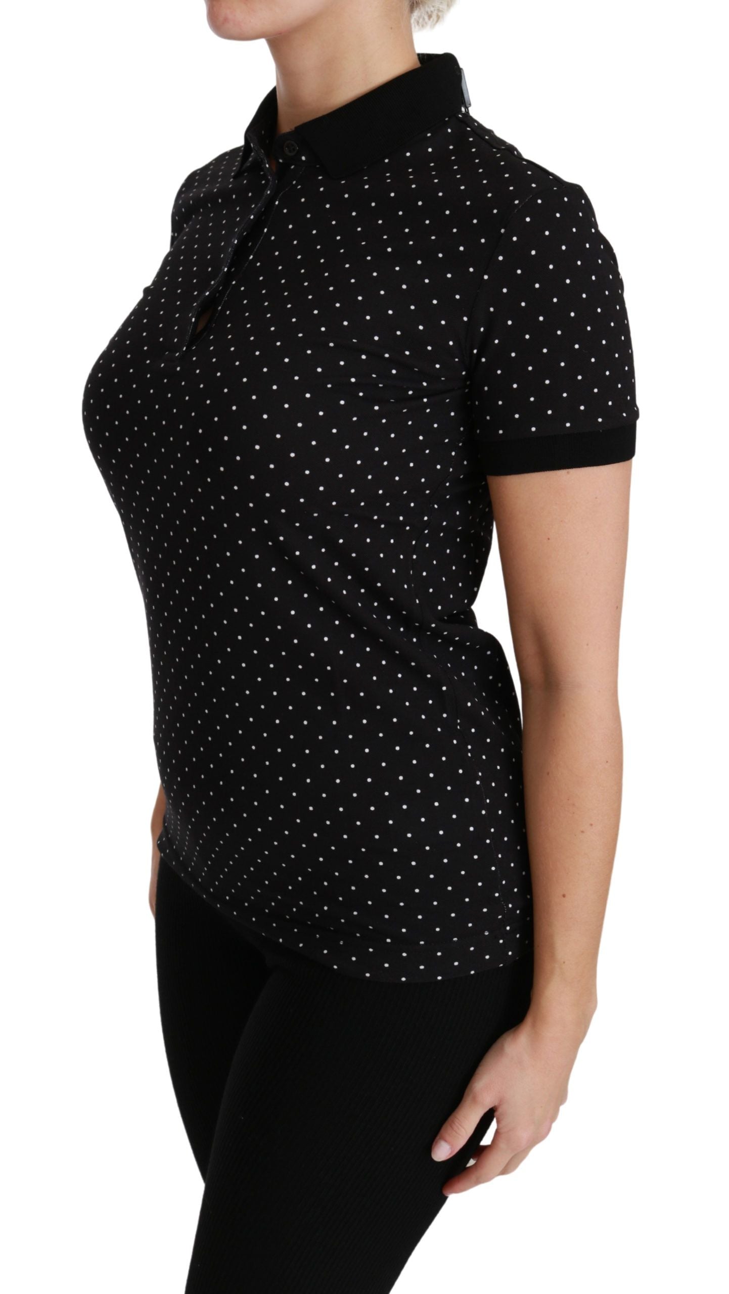 Polo Dolce &amp; Gabbana noir à pois et col en coton