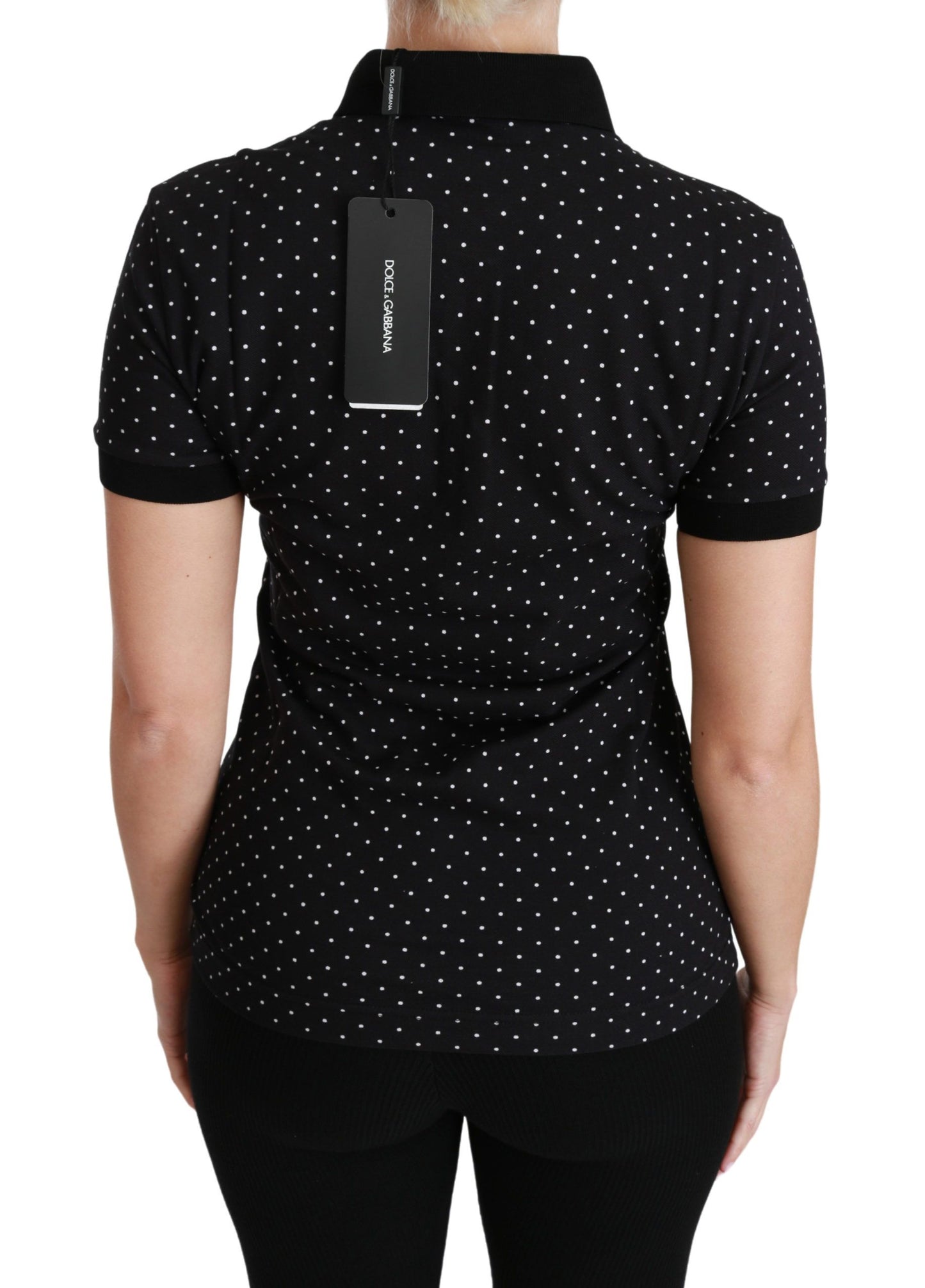 Polo Dolce &amp; Gabbana noir à pois et col en coton