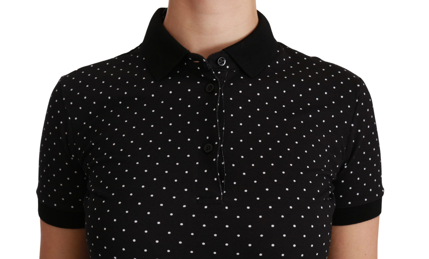 Polo Dolce &amp; Gabbana noir à pois et col en coton