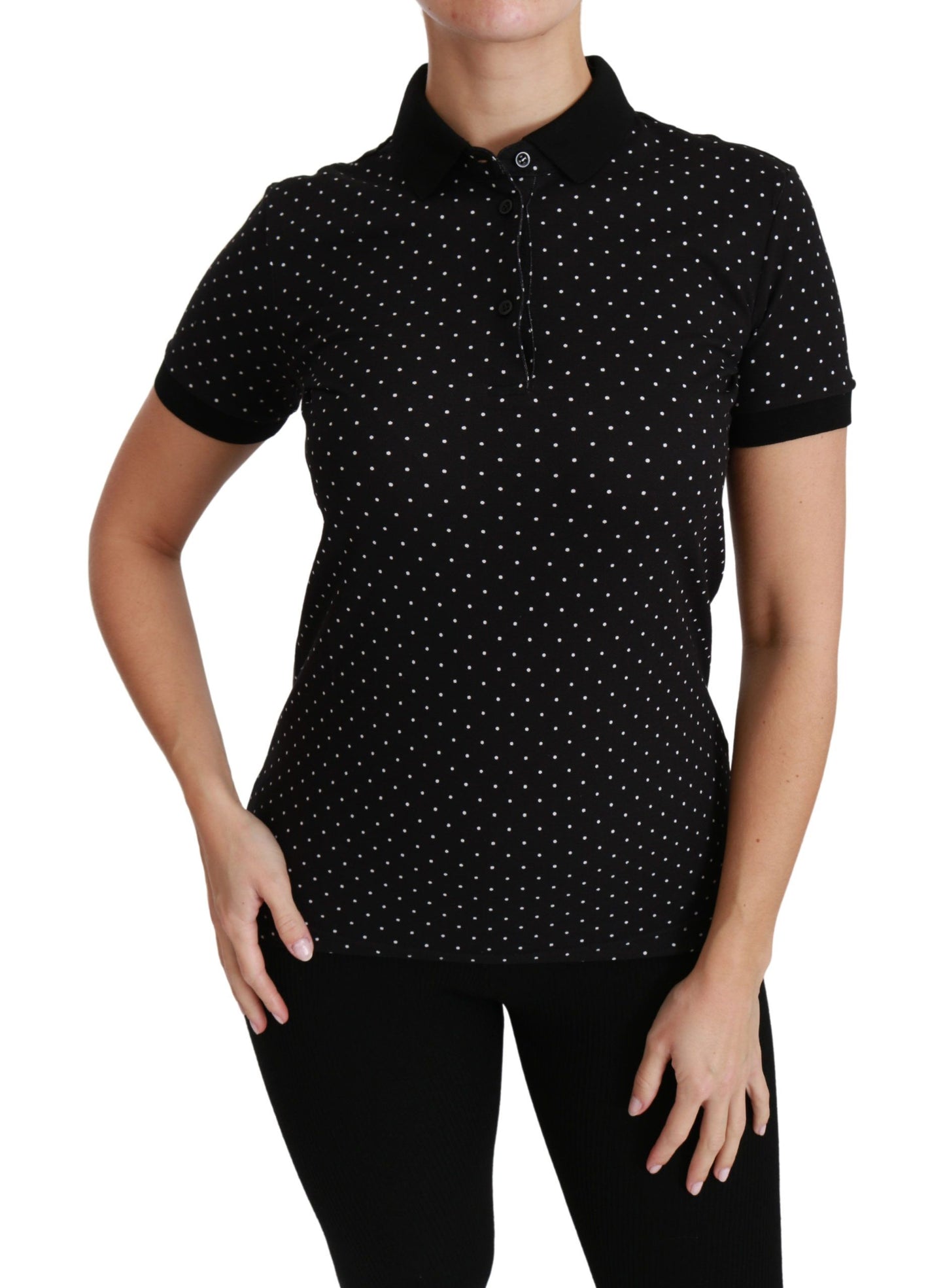 Polo Dolce &amp; Gabbana noir à pois et col en coton