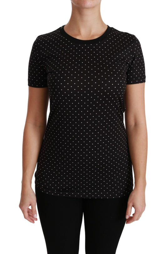 T-shirt ras du cou en coton noir à pois Dolce &amp; Gabbana