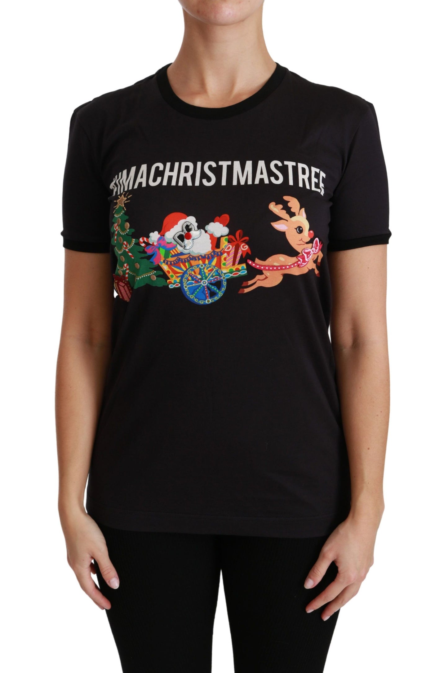T-shirt ras du cou noir Dolce &amp; Gabbana #ImAChristmasTree