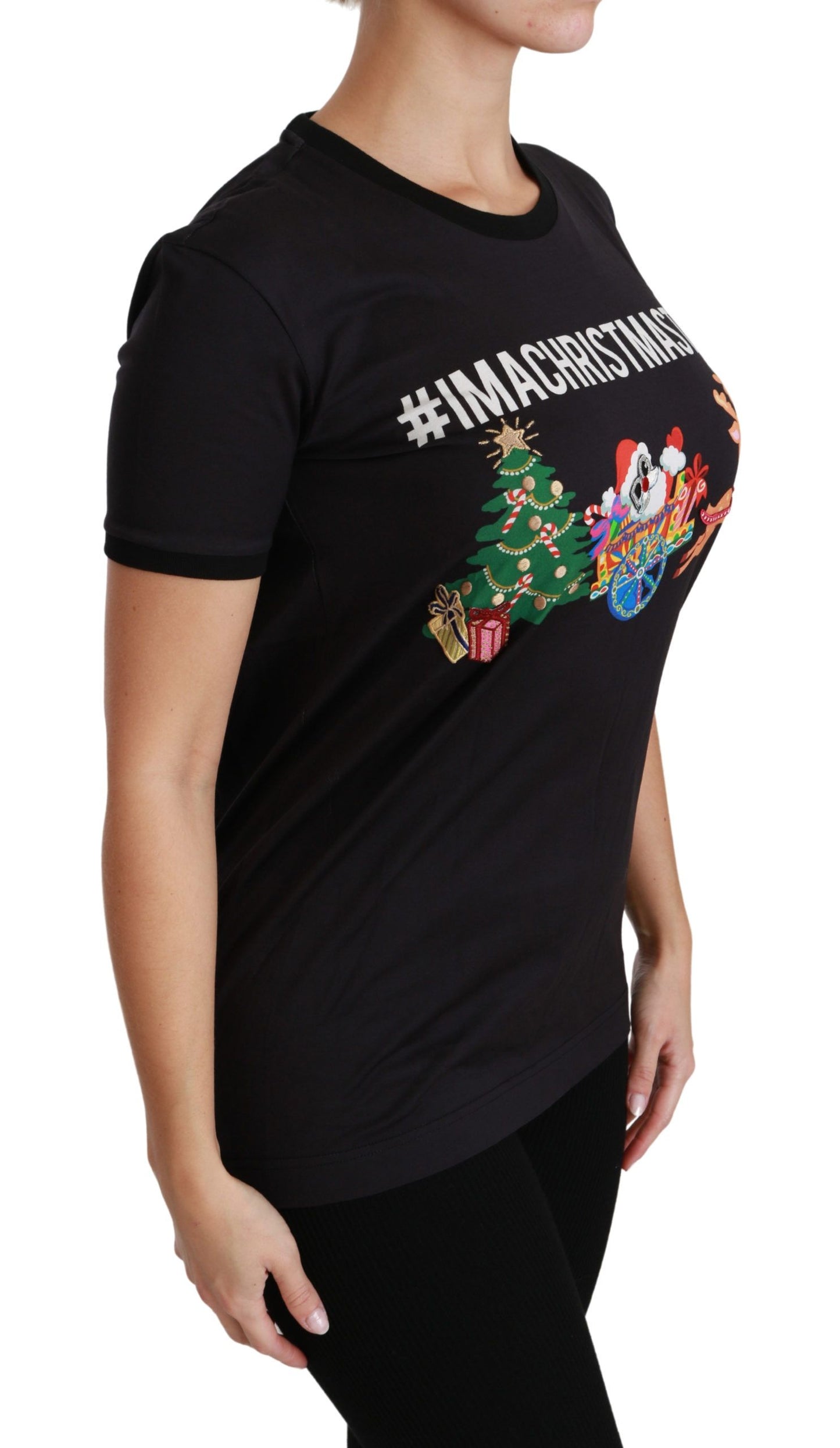 T-shirt ras du cou noir Dolce &amp; Gabbana #ImAChristmasTree