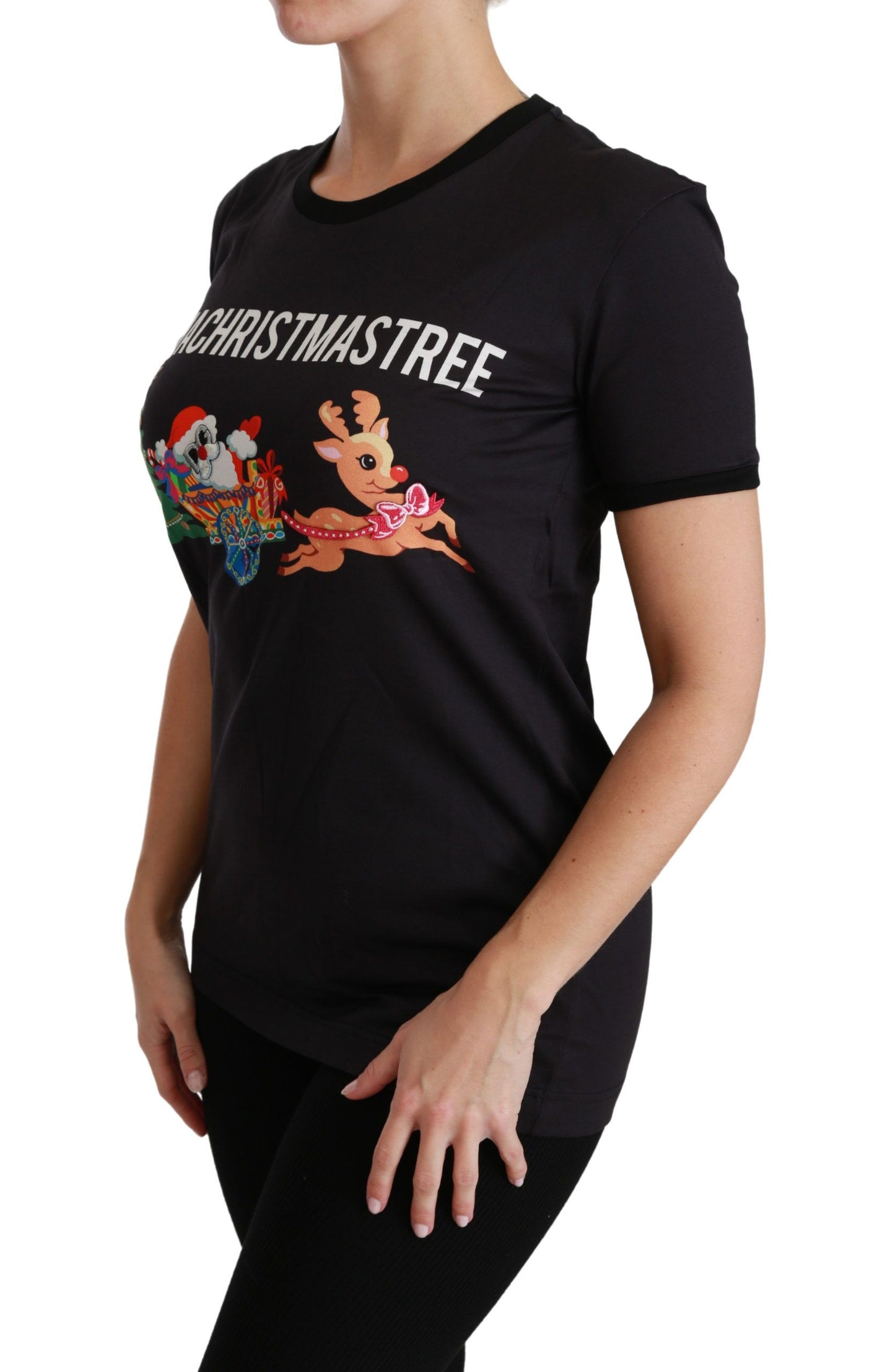 T-shirt ras du cou noir Dolce &amp; Gabbana #ImAChristmasTree