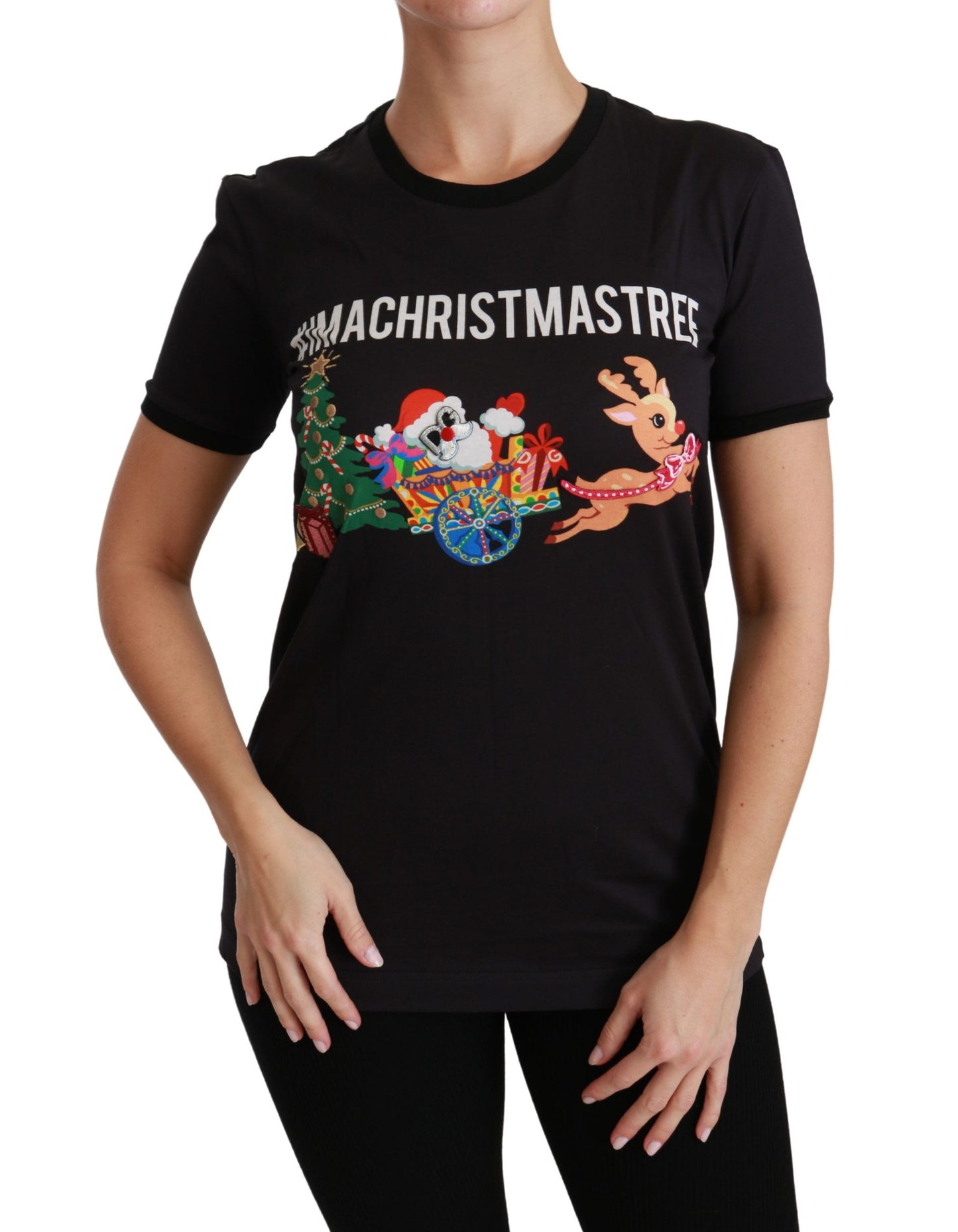 T-shirt ras du cou noir Dolce &amp; Gabbana #ImAChristmasTree
