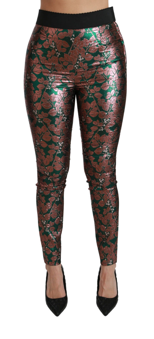 Pantalon skinny Dolce &amp; Gabbana à motif feuille de bronze vert
