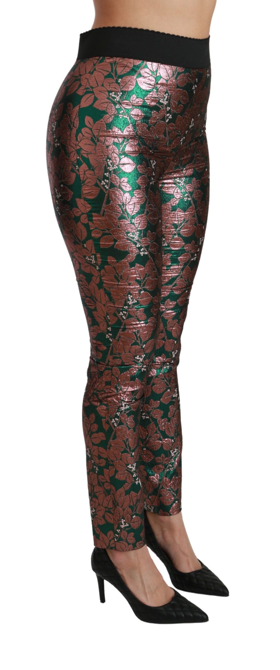 Pantalon skinny Dolce &amp; Gabbana à motif feuille de bronze vert
