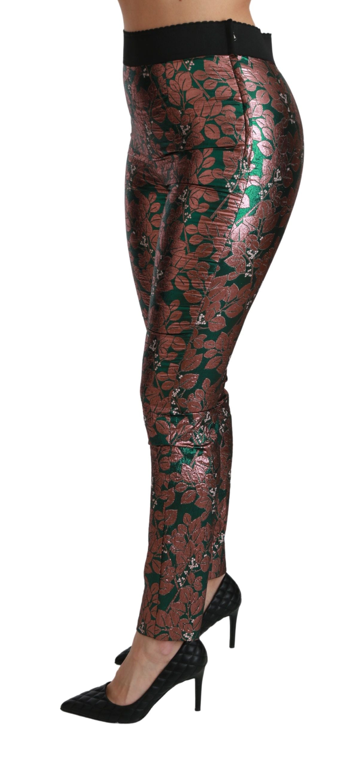 Pantalon skinny Dolce &amp; Gabbana à motif feuille de bronze vert