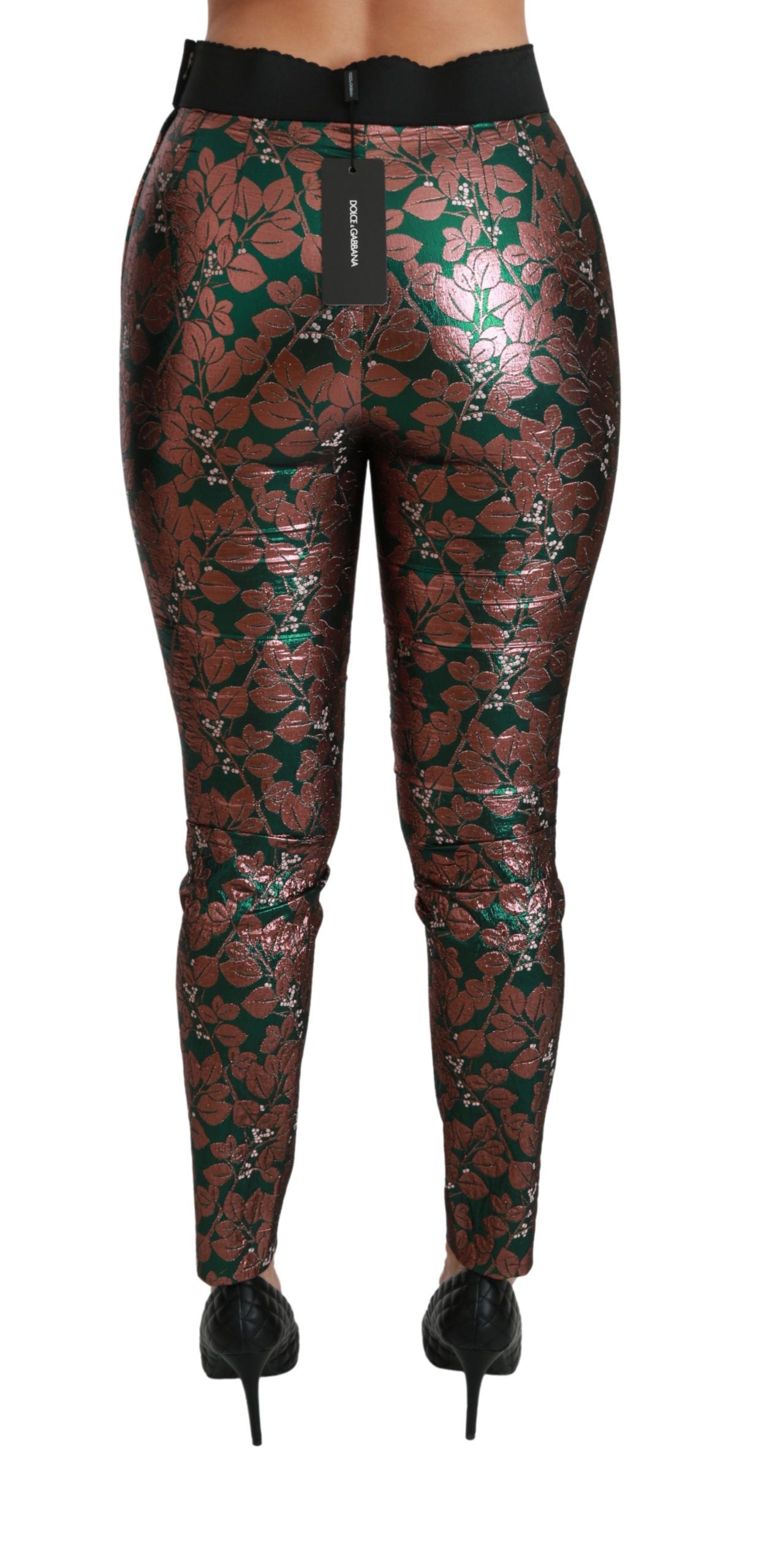 Pantalon skinny Dolce &amp; Gabbana à motif feuille de bronze vert