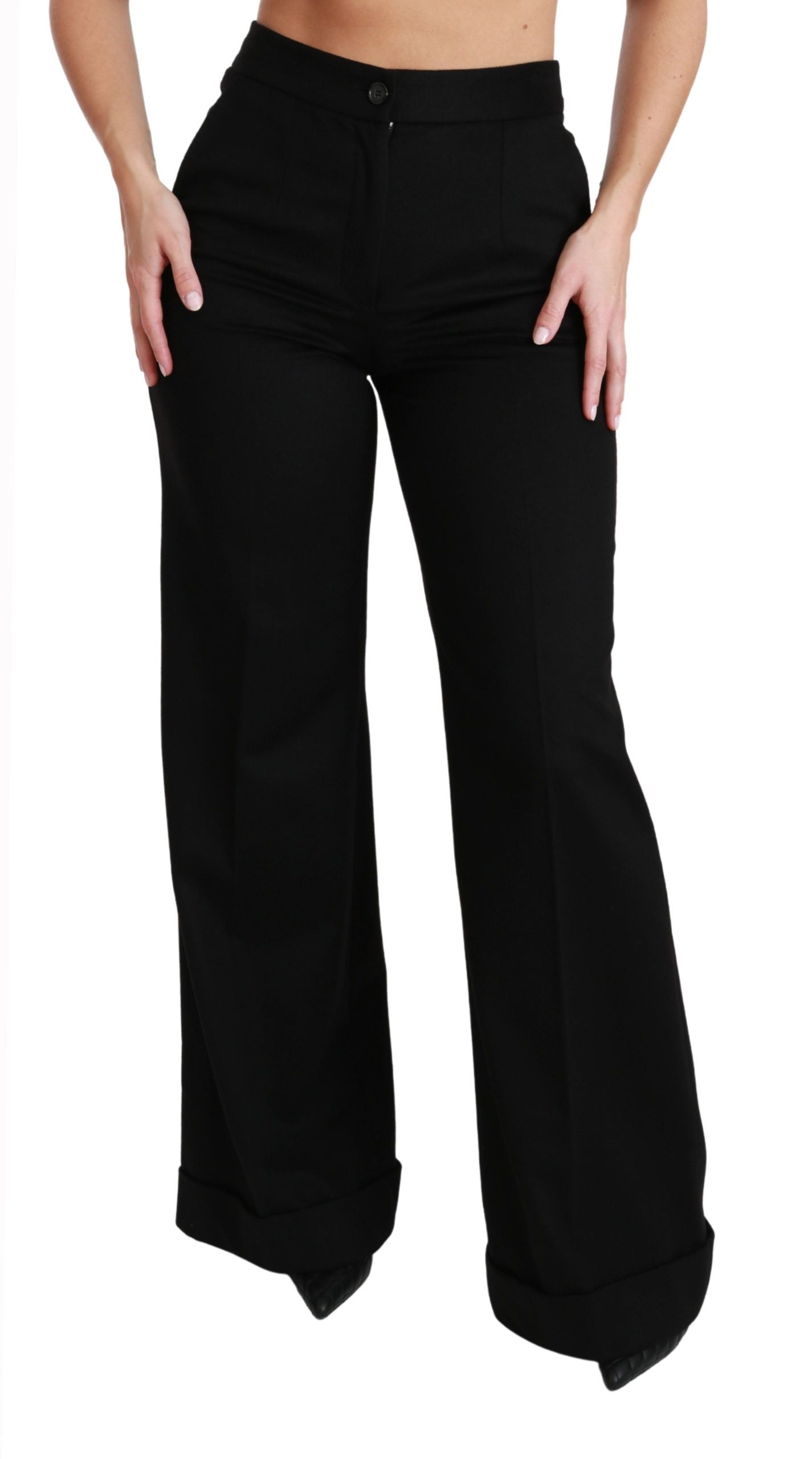 Pantalon évasé large noir Dolce &amp; Gabbana en cachemire