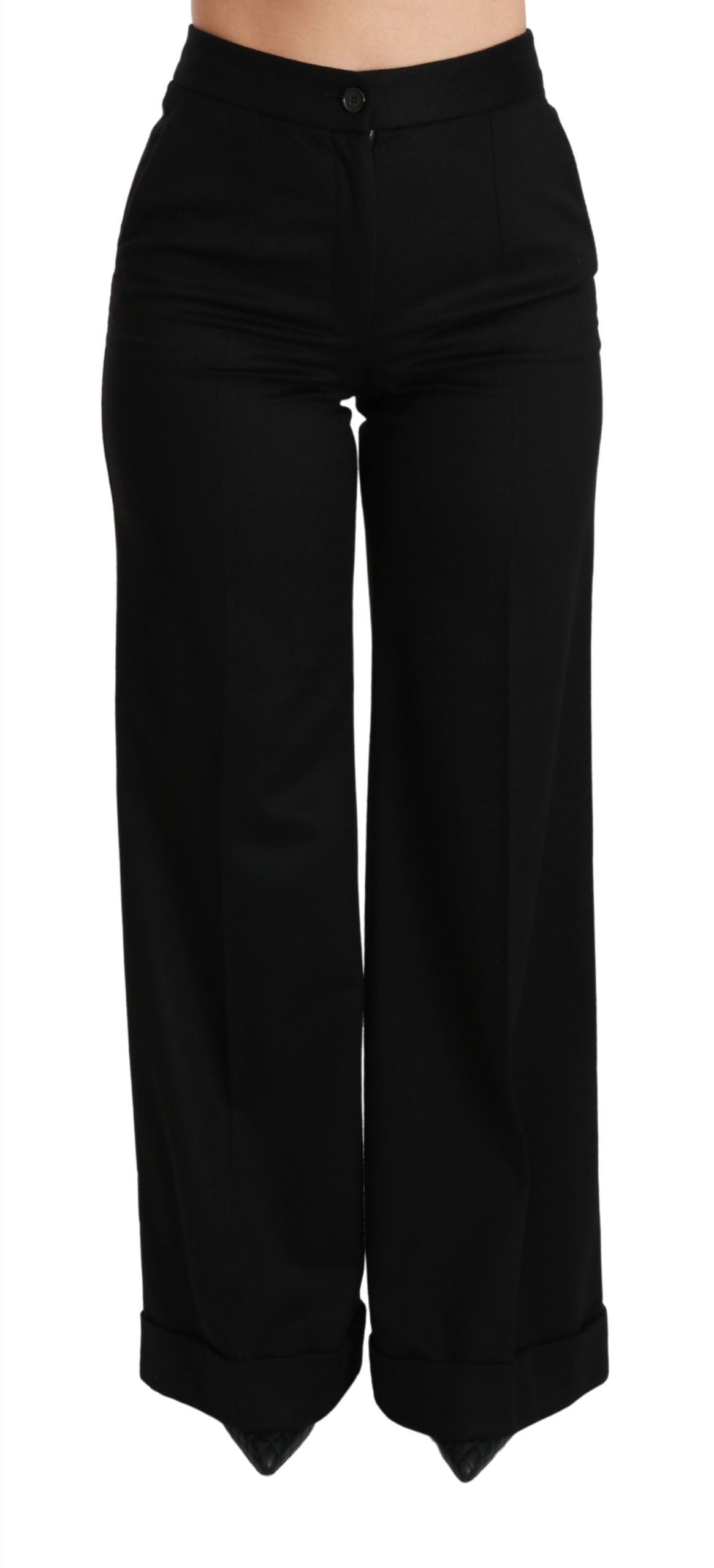 Pantalon évasé large noir Dolce &amp; Gabbana en cachemire