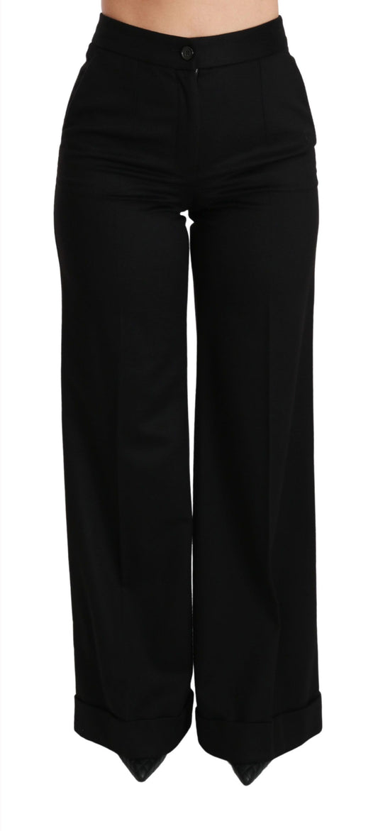 Pantalon évasé large noir Dolce &amp; Gabbana en cachemire