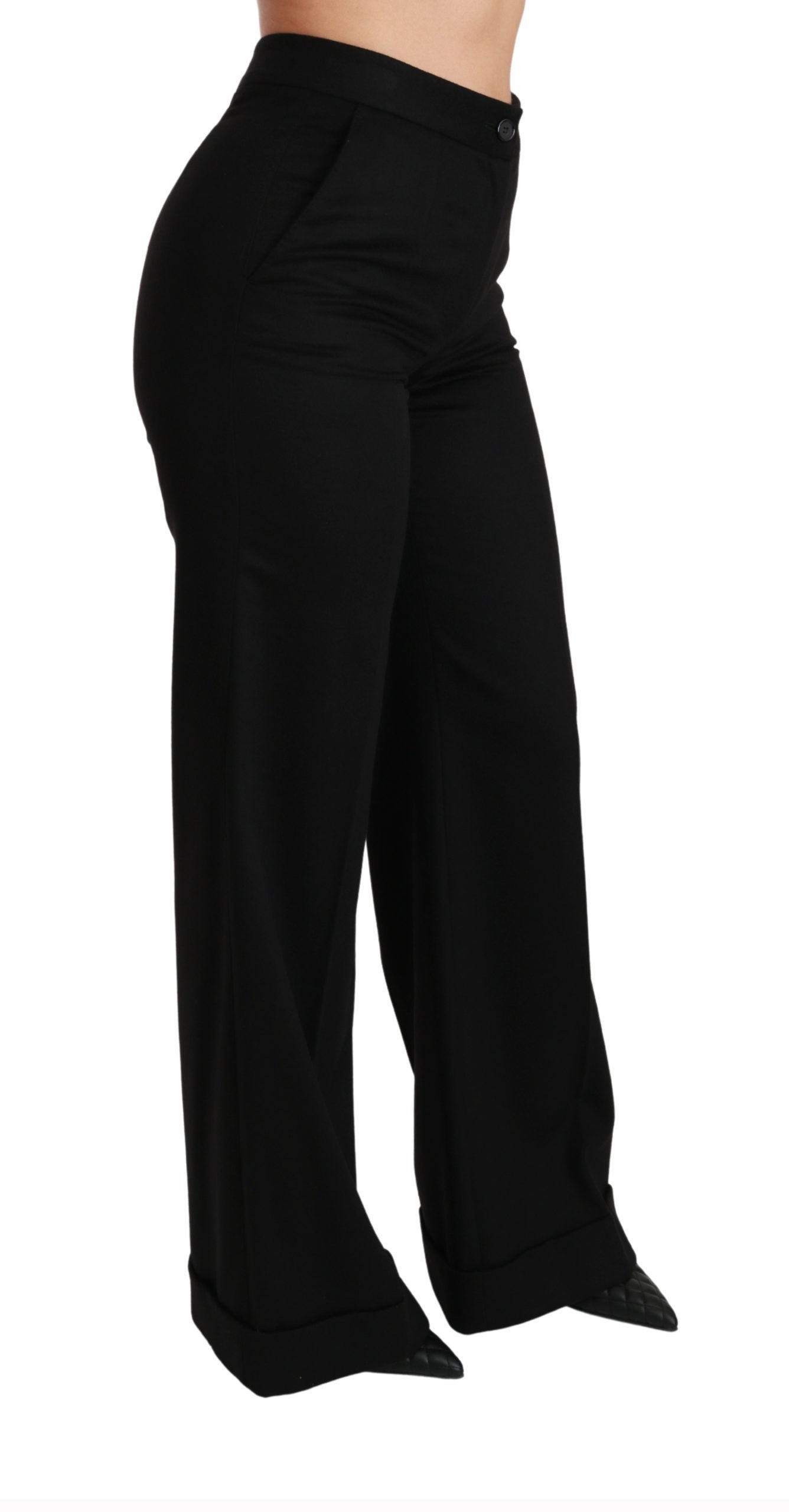 Pantalon évasé large noir Dolce &amp; Gabbana en cachemire