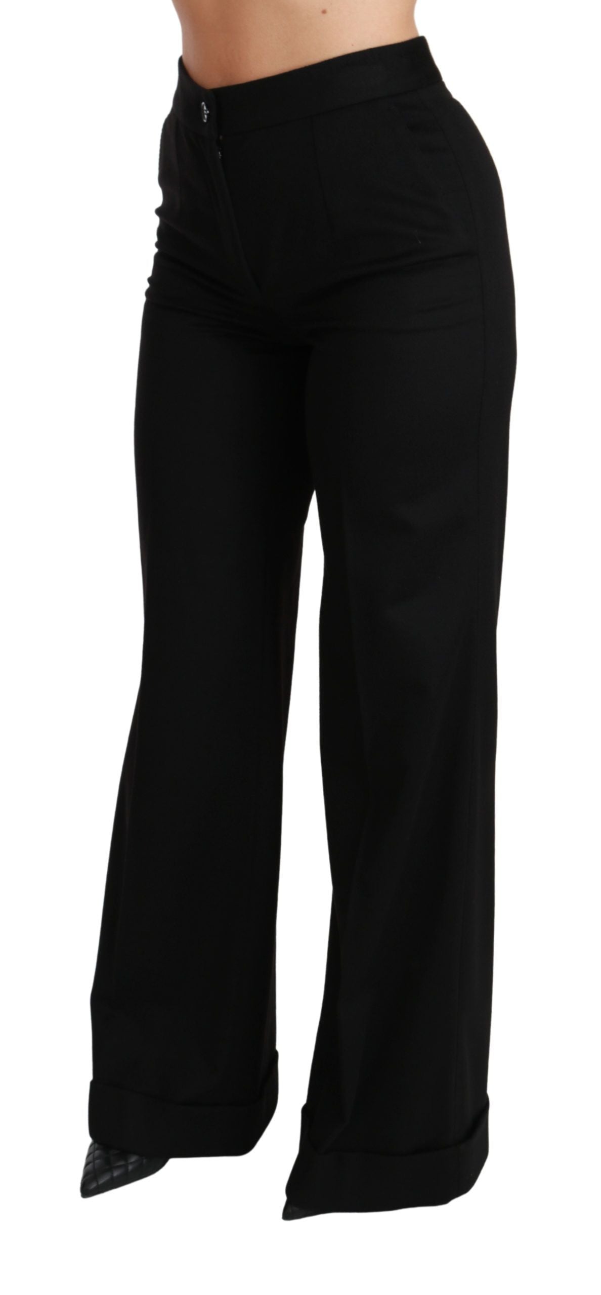 Pantalon évasé large noir Dolce &amp; Gabbana en cachemire