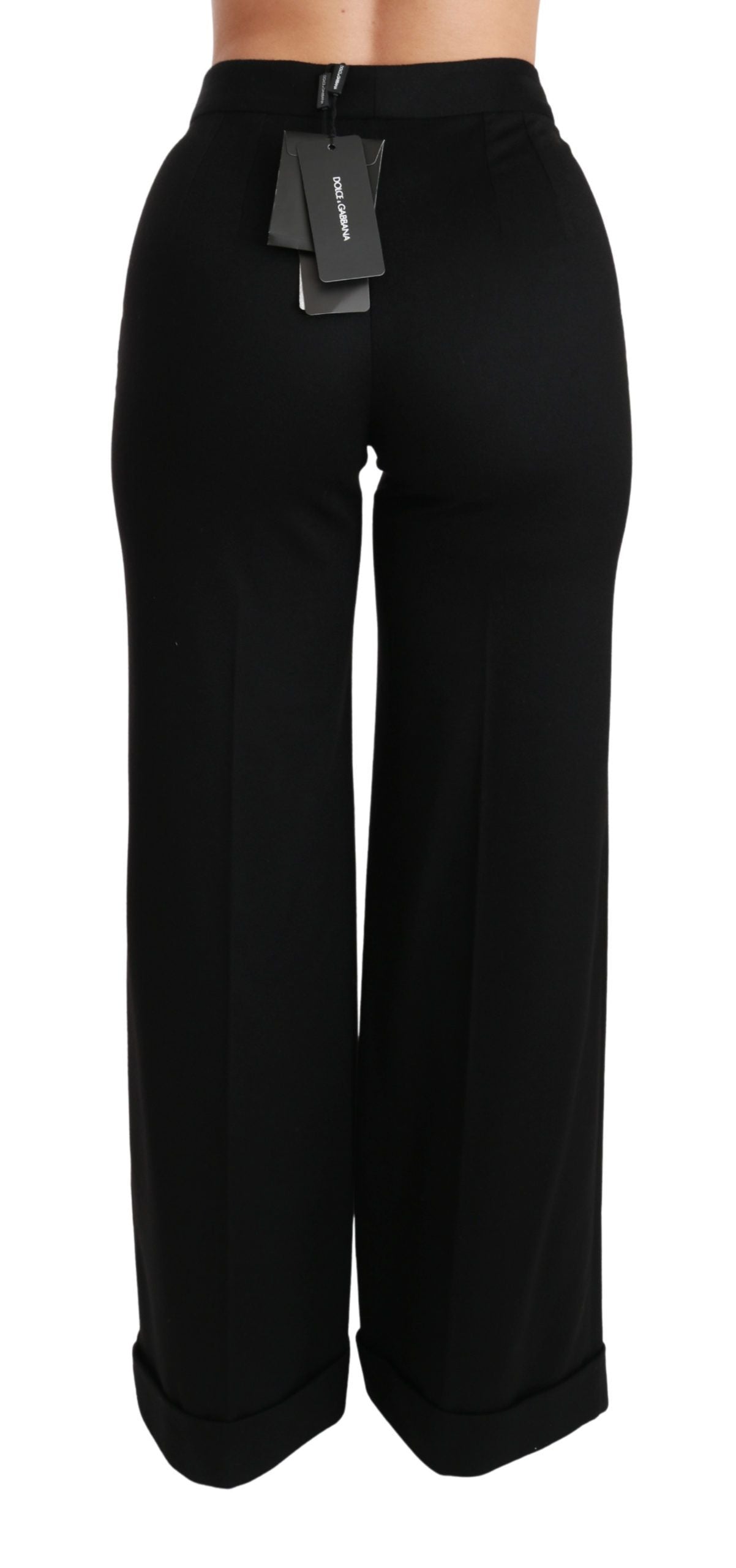 Pantalon évasé large noir Dolce &amp; Gabbana en cachemire