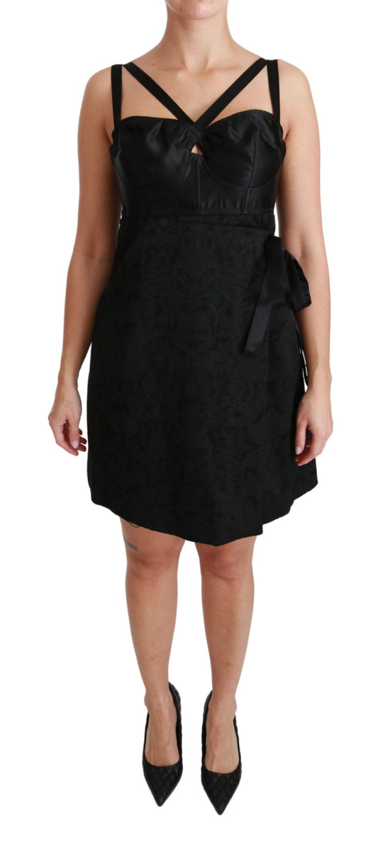 Mini-robe en satin extensible noir Dolce &amp; Gabbana