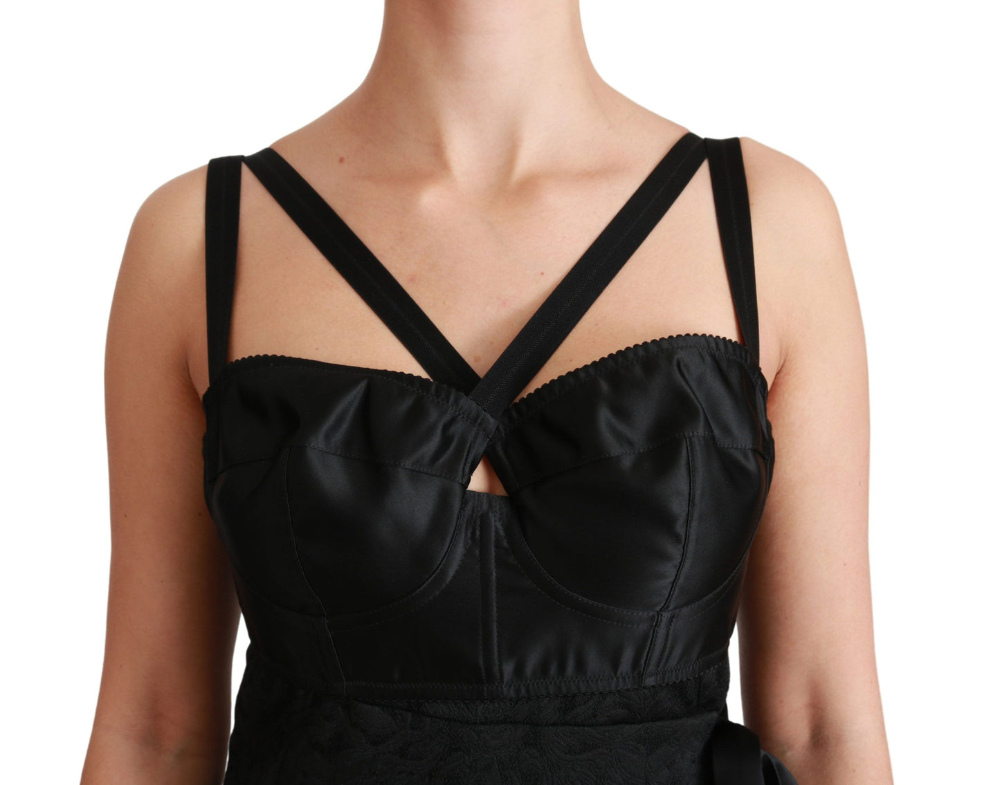 Mini-robe en satin extensible noir Dolce &amp; Gabbana