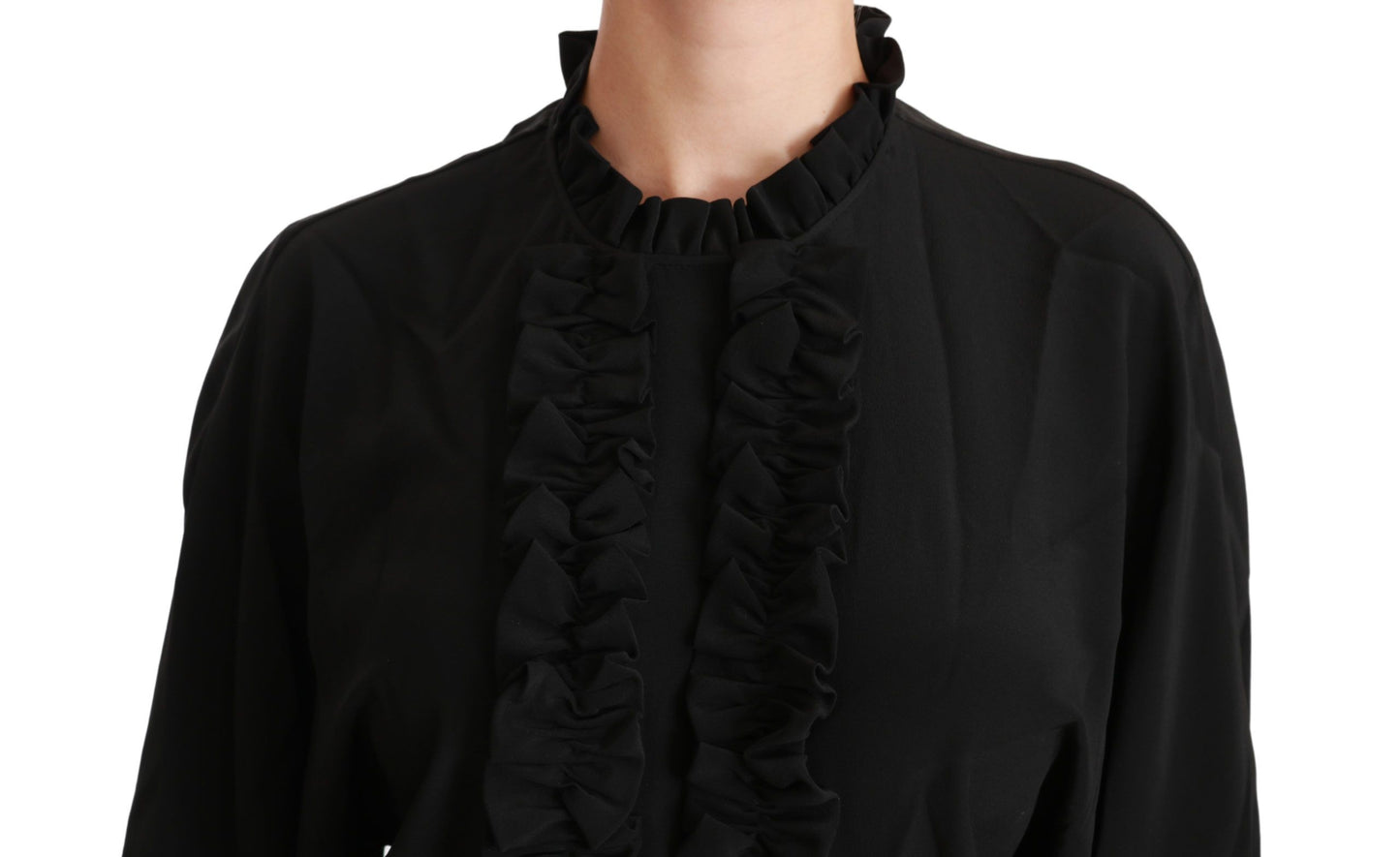 Chemisier à volants en soie noire Dolce &amp; Gabbana