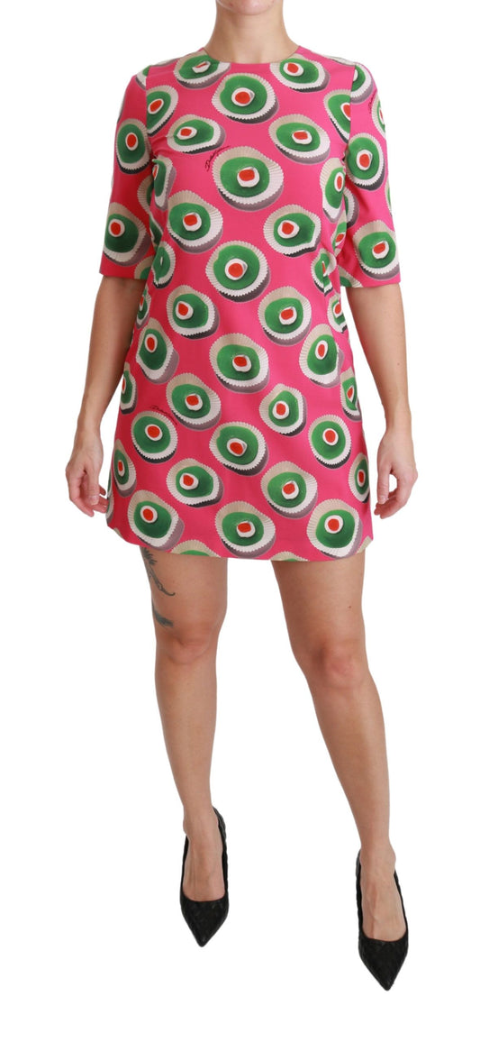 Robe droite extensible en soie rose Dolce &amp; Gabbana