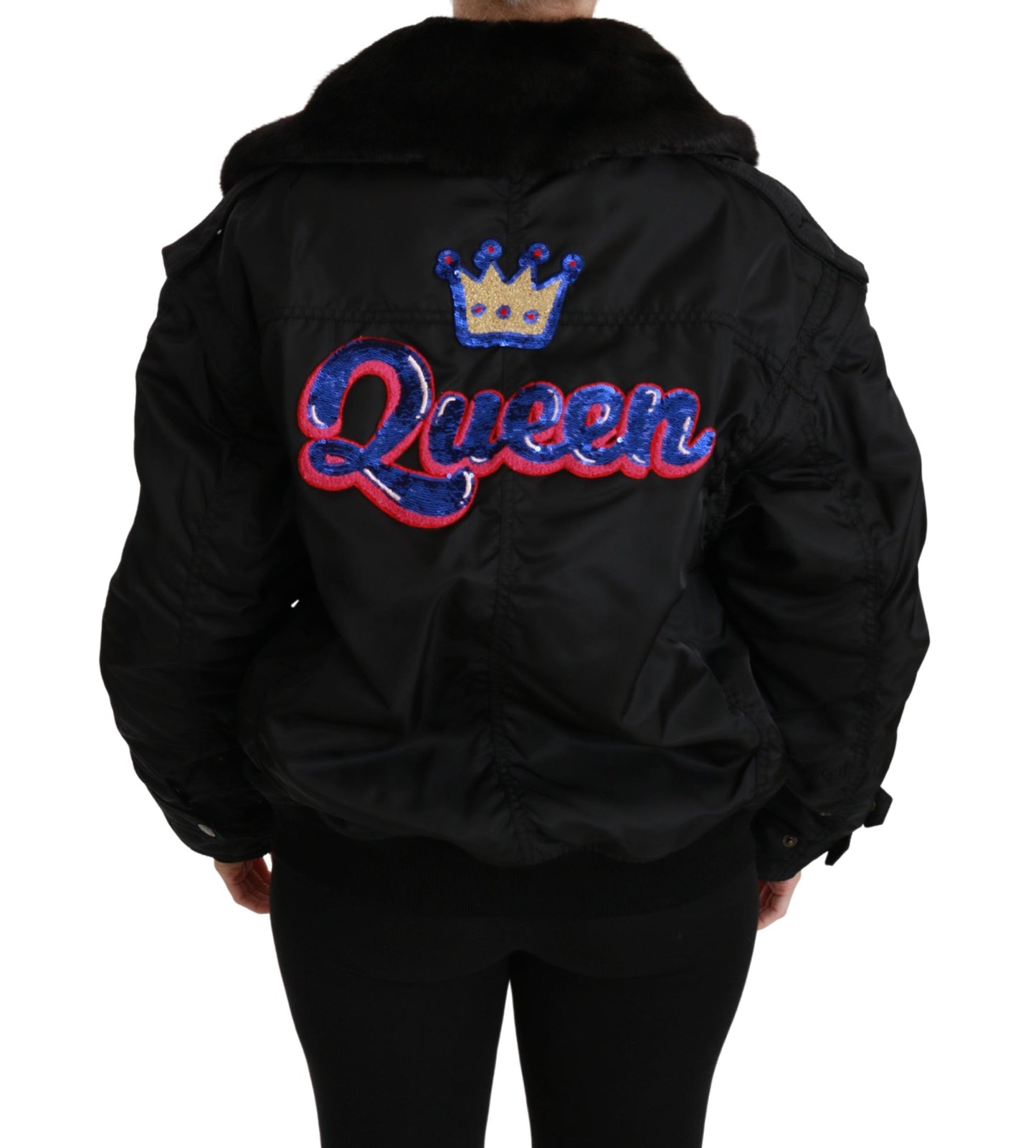 Dolce &amp; Gabbana Blouson aviateur à paillettes Black Queen Crown