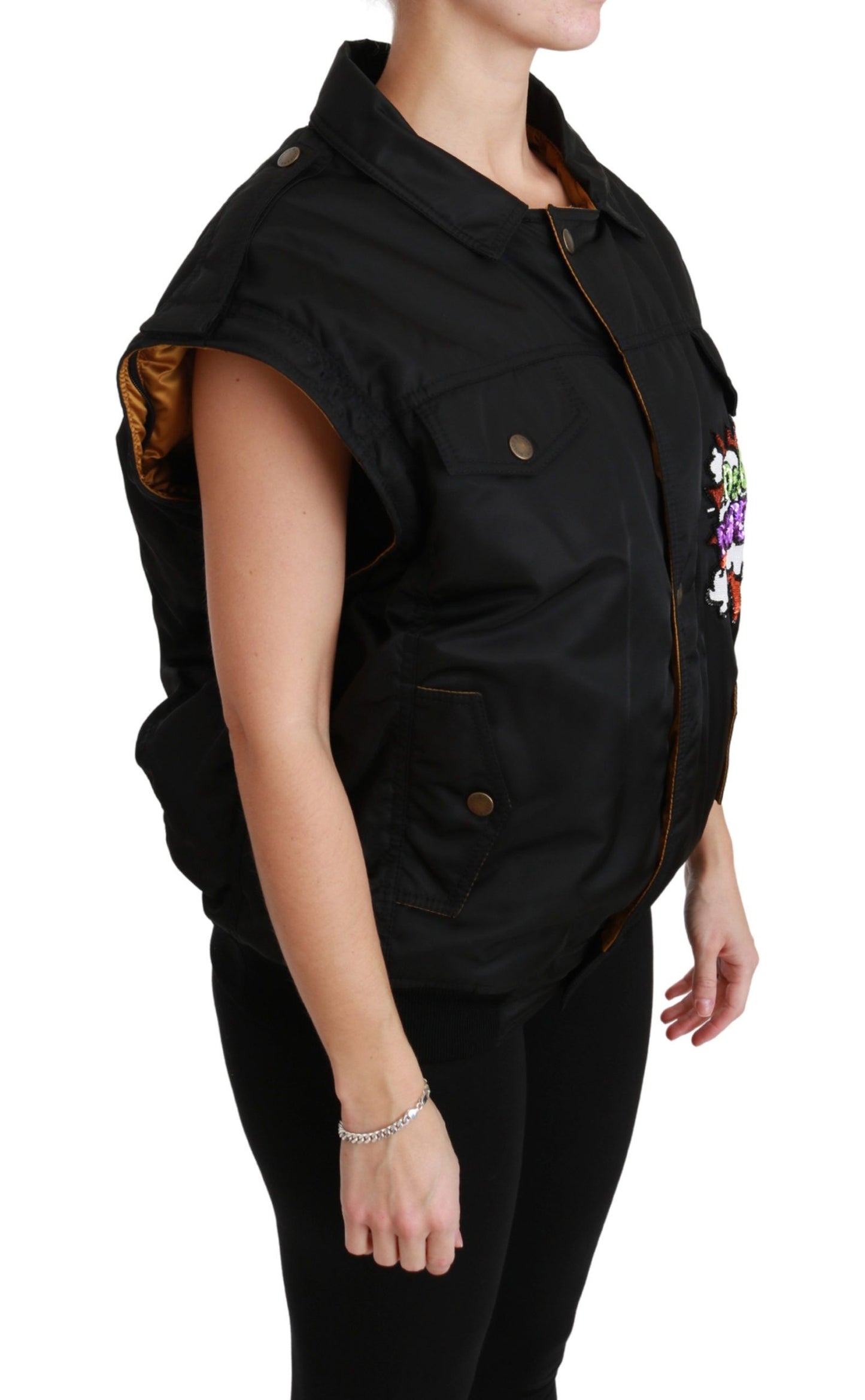 Dolce &amp; Gabbana Blouson aviateur à paillettes Black Queen Crown