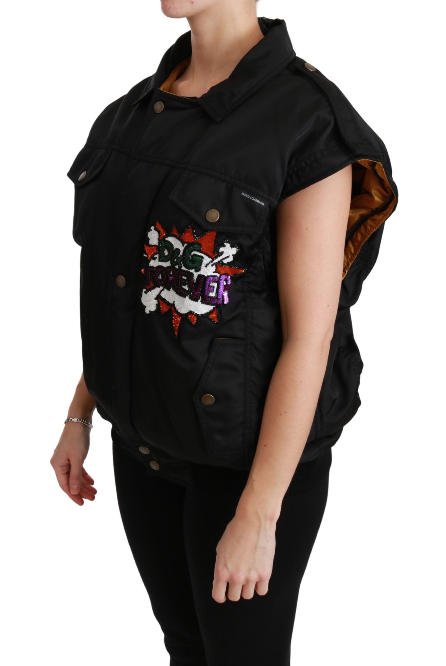 Dolce &amp; Gabbana Blouson aviateur à paillettes Black Queen Crown