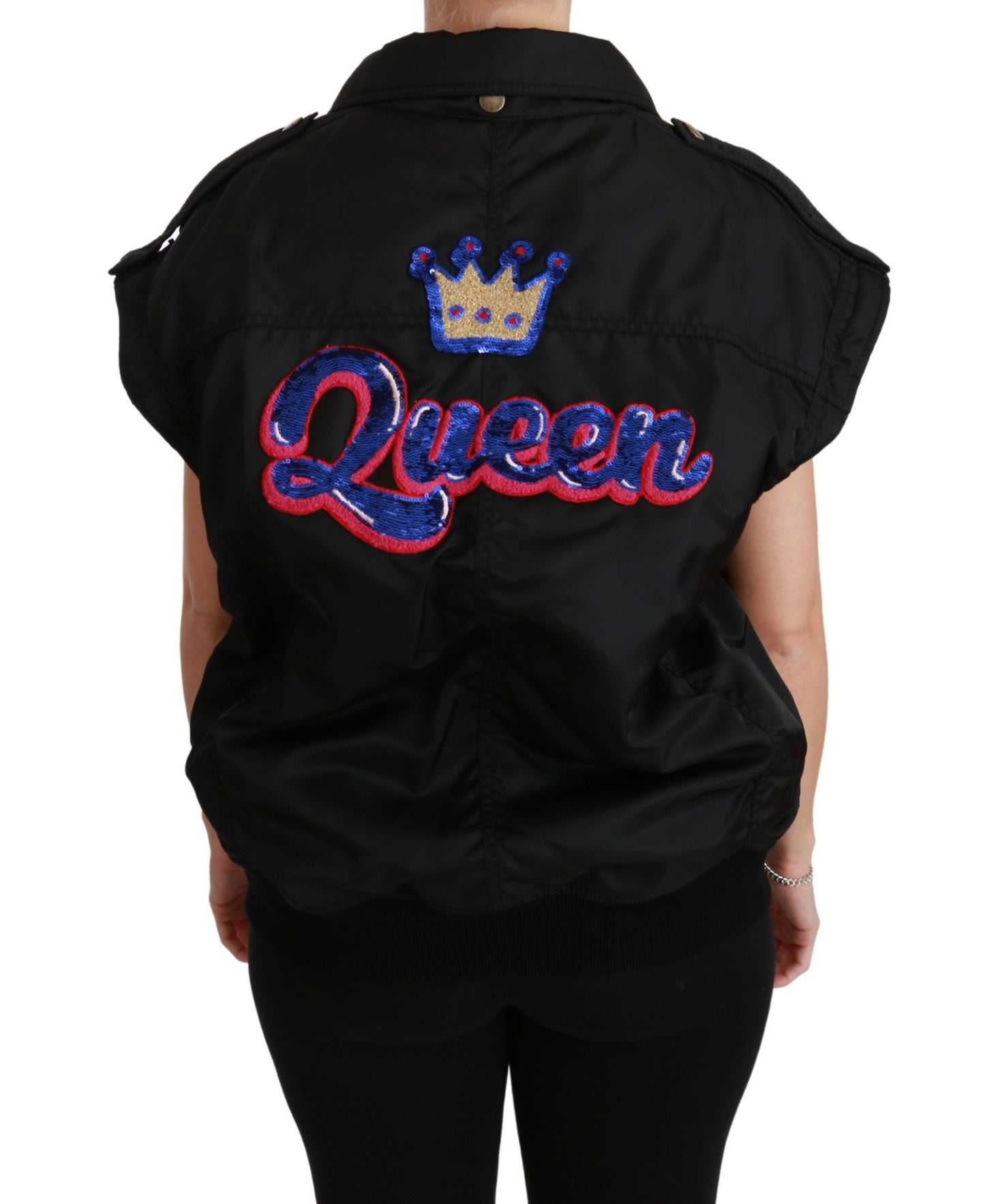 Dolce &amp; Gabbana Blouson aviateur à paillettes Black Queen Crown