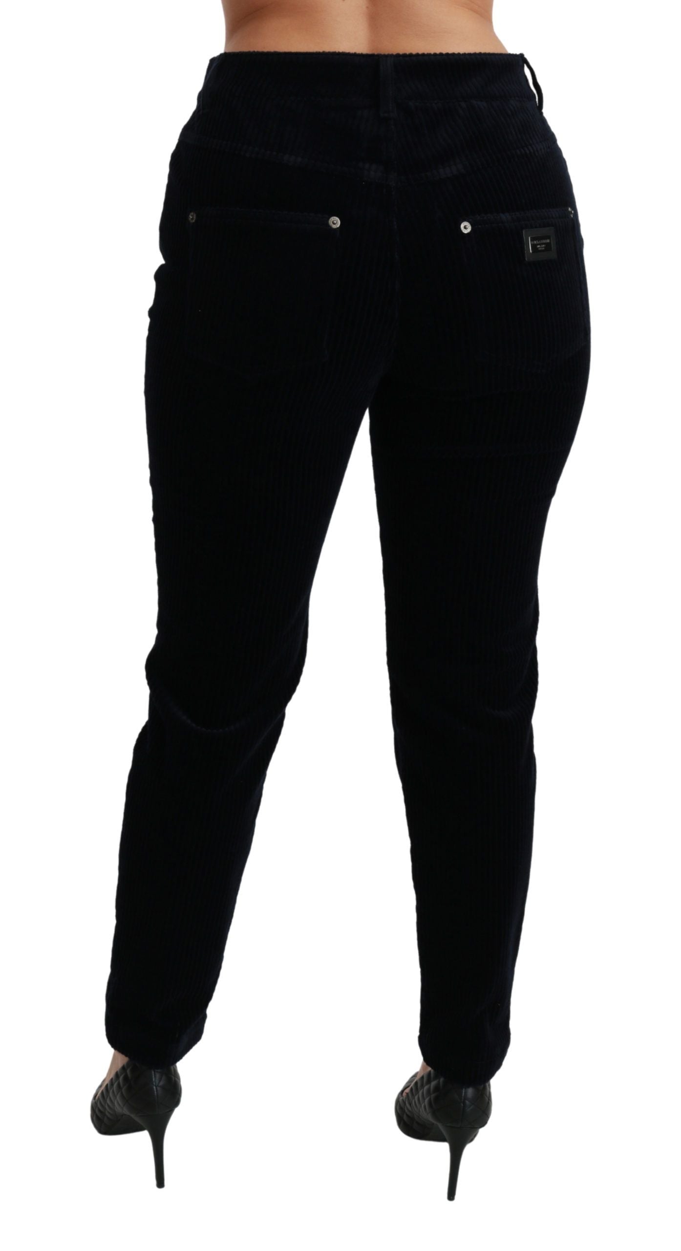 Jean skinny taille moyenne en velours côtelé bleu Dolce &amp; Gabbana