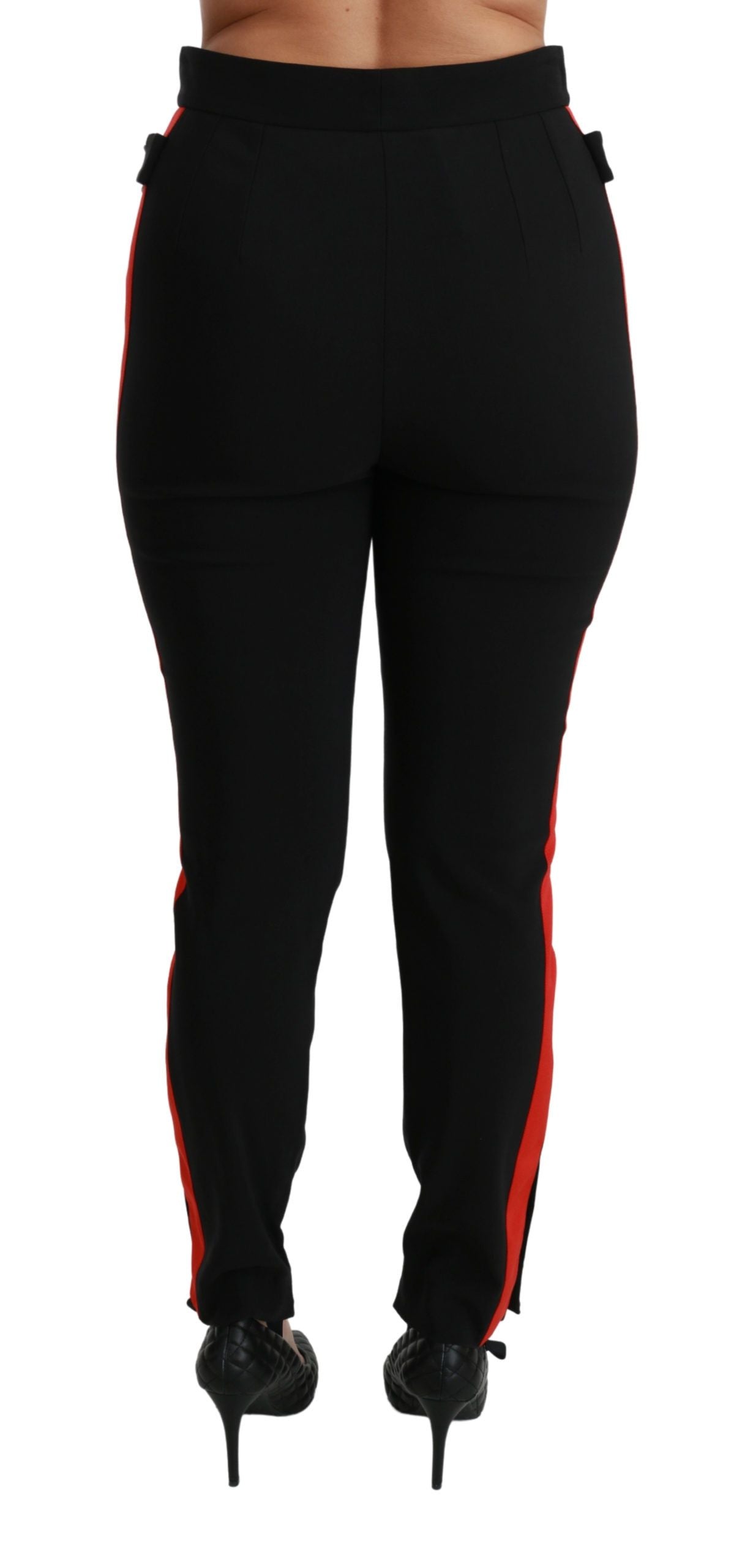 Pantalon skinny en coton stretch noir à tête de renard Dolce &amp; Gabbana