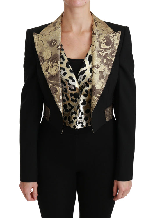 Dolce &amp; Gabbana Gilet en jacquard noir Blazer Manteau Veste en laine