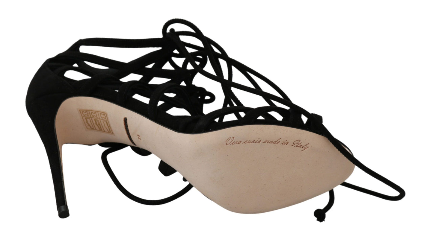 Sandales à talons aiguilles Dolce &amp; Gabbana en daim noir