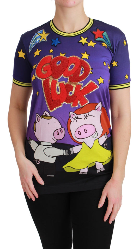 T-shirt en coton violet Dolce &amp; Gabbana YEAR OF THE PIG