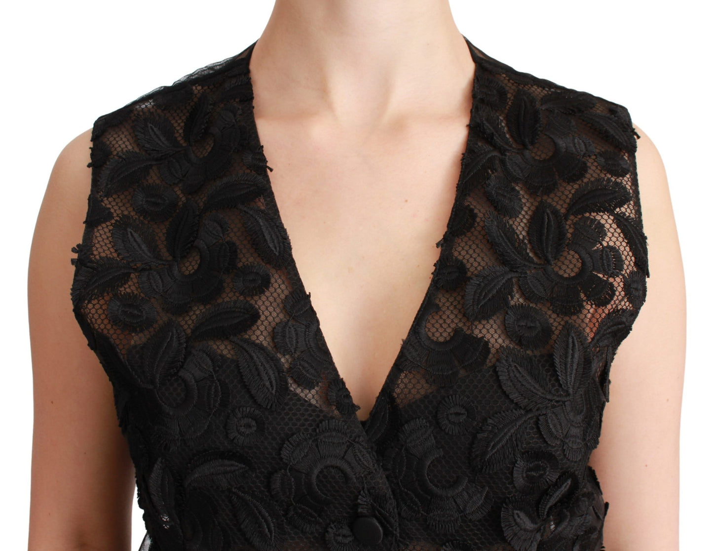 Gilet haut en brocart floral noir Dolce &amp; Gabbana
