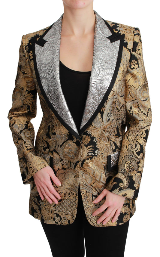 Veste blazer en jacquard noir et or Dolce &amp; Gabbana