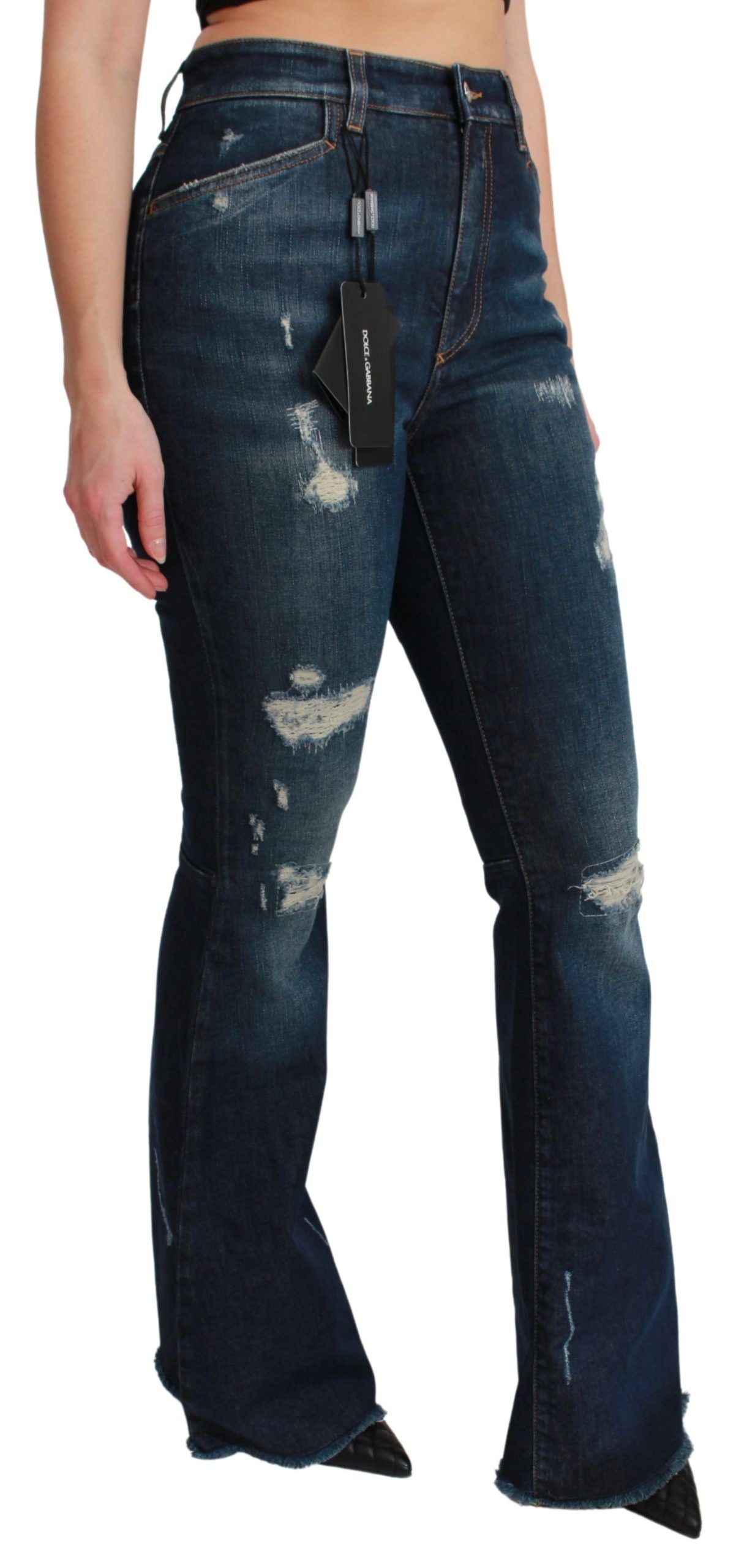 Jean évasé en coton stretch bleu denim Dolce &amp; Gabbana