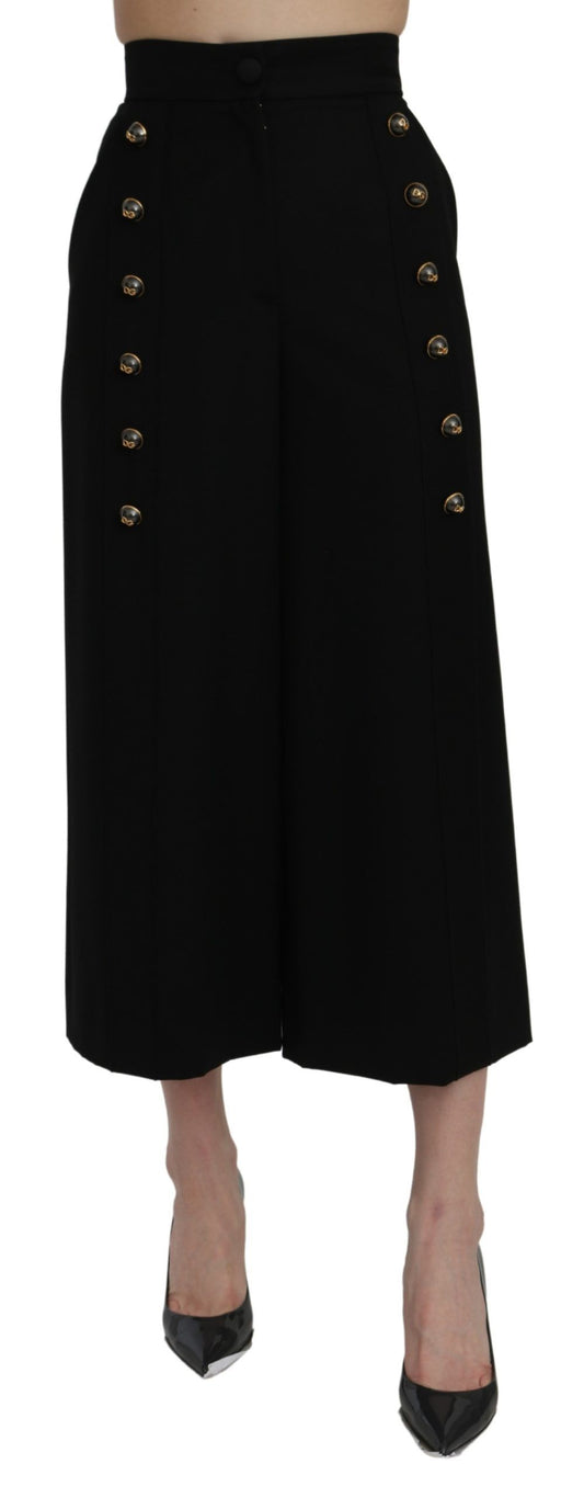 Pantalon court large taille haute noir Dolce &amp; Gabbana