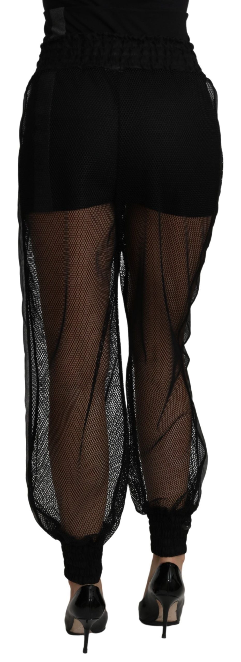 Pantalon de jogging transparent noir en polyester Dolce &amp; Gabbana