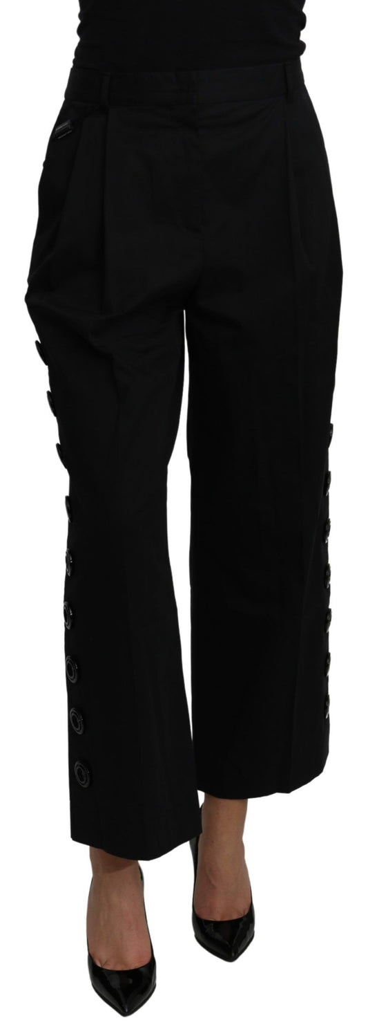 Pantalon court taille haute en coton stretch noir Dolce &amp; Gabbana