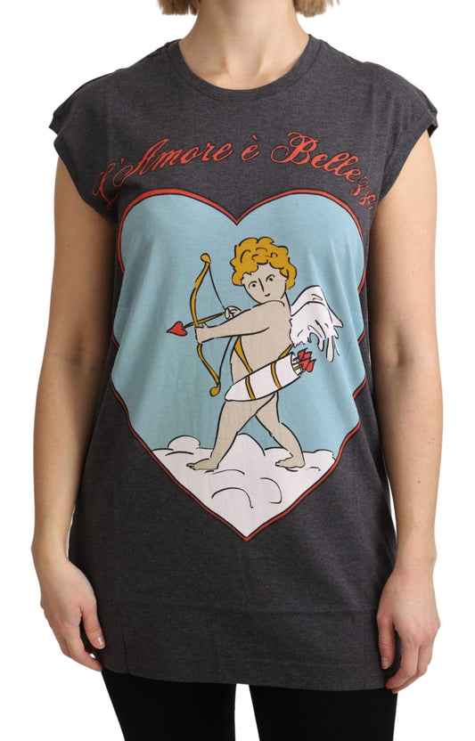 T-shirt débardeur gris en coton L'Amore de Dolce &amp; Gabbana